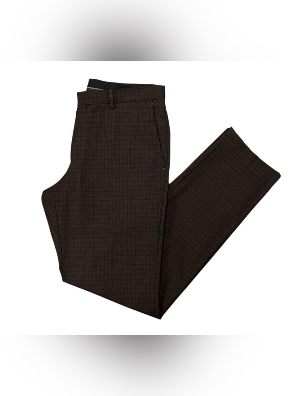 Hugo Boss Genesis 2 Virgin Wool Flat Front Trousers Black/Gray Plaid 36R Pant